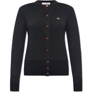 Vivienne Westwood, Truien, Dames, Zwart, XS, Wol, Bea cardigan met logo