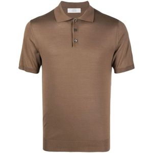 Mauro Ottaviani, Zijden Polo Shirt in Gerstbruin Bruin, Heren, Maat:3XL