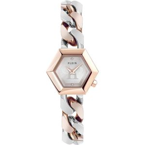 Philipp Plein, Hexagon Groumette Zilver/Rose Goud Horloge Veelkleurig, Dames, Maat:ONE Size