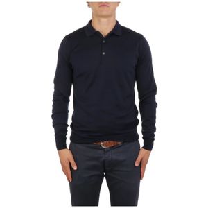 John Smedley, Tops, Heren, Blauw, M, Wol, Polo shirt