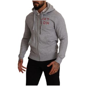 Hackett, Sweatshirts & Hoodies, Heren, Grijs, S, Katoen, Grijze Zip Hooded Katoenen Sweatshirt Sweater