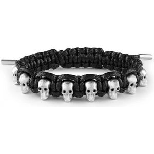 Philipp Plein, 3D Skull Textiel Roestvrijstalen Armband Zwart, Heren, Maat:ONE Size