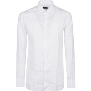Ermenegildo Zegna, Overhemden, Heren, Wit, 2Xl, Klassieke Lange Mouw Shirt