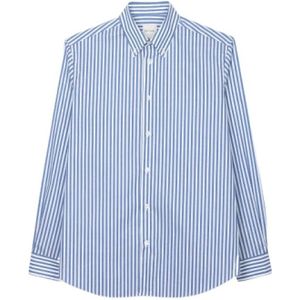 PS By Paul Smith, Overhemden, Heren, Blauw, S, Katoen, Blauw en wit gestreept casual fit overhemd