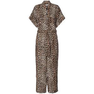 Lollys Laundry, Jumpsuits & Playsuits, Dames, Bruin, M, Leopard Print Mathilde Jumpsuit