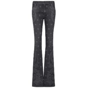 Balmain, Jeans, Dames, Zwart, S, Denim, Zwarte ster Paisley Print Denim Jeans