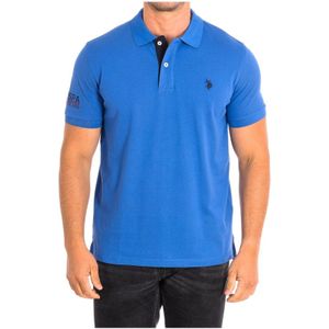 U.s. Polo Assn., Korte Mouw Polo in Wit Blauw, Heren, Maat:M