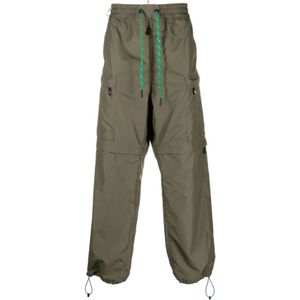 Moncler, Broeken, Heren, Groen, L, Wol, Smal toelopende broek