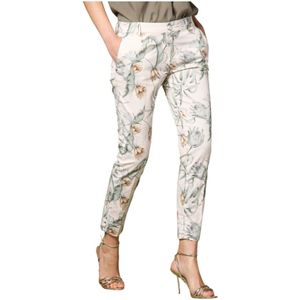 Mason's, Broeken, Dames, Veelkleurig, M, Katoen, Curvy Chino Capri Broek met Bloemenprint