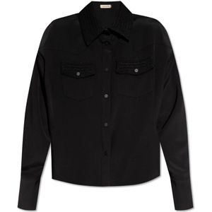 The Mannei, Blouses & Shirts, Dames, Zwart, XS, Toledo zijden overhemd