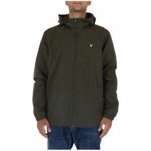 Lyle & Scott, Jassen, Heren, Groen, L, Polyester, Groene Bedrukte Hooded Blazer met Ritssluiting