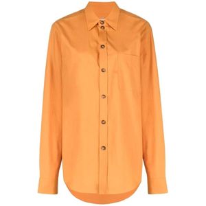 Nanushka, Blouses & Shirts, Dames, Oranje, M, Oranje Poplin oversized shirt