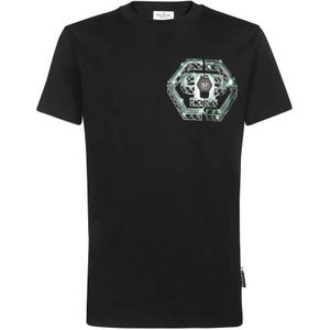 Philipp Plein, Tops, Heren, Zwart, 3Xl, Katoen, Logo Print Katoenen T-shirt