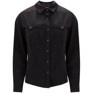 Tom Ford, Blouses & Shirts, Dames, Zwart, S, Leer, Zwarte Ss 23 Dames Hooded Down Jacket