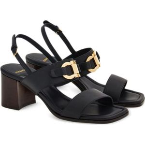 Salvatore Ferragamo, Schoenen, Dames, Zwart, 38 1/2 EU, Leer, High Heel Sandalen