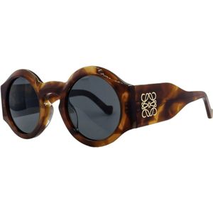 Loewe, Retro Ronde Zonnebril in Havana Bruin Bruin, Dames, Maat:ONE Size