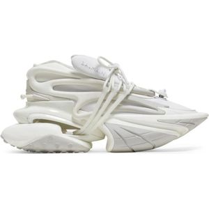 Balmain, Schoenen, Dames, Wit, 36 EU, Leer, Witte Eenhoorn Leren Sneakers