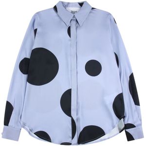 Silvian Heach, Blouses & Shirts, Dames, Blauw, XS, Polyester, Lange mouw polkadot shirt