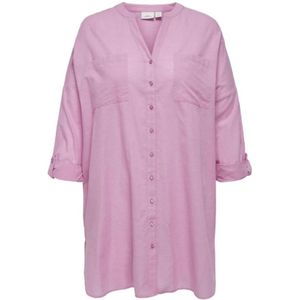 Only Carmakoma, Blouses & Shirts, Dames, Roze, 6Xl, Solid V-Hals Langarm Shirt