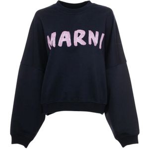 Marni, Sweatshirts & Hoodies, Dames, Blauw, S, Katoen, Kwaststreek Sweatshirt