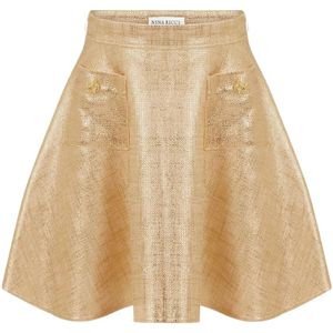 Nina Ricci, Rokken, Dames, Geel, M, Gouden Flared Rok met Zakken