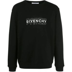 Givenchy, Logo Sweatshirt - Zwart Ronde Hals Lange Mouw Zwart, Heren, Maat:M