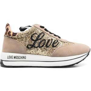 Love Moschino, Schoenen, Dames, Beige, 40 EU, Leer, Sneakers