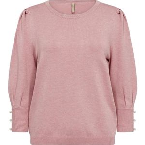 Soyaconcept, Truien, Dames, Roze, 2Xl, Nylon, Parel Detail Gebreide Trui