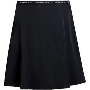 Calvin Klein, Rokken, Dames, Zwart, L, Logo Elastische Rok Zwart