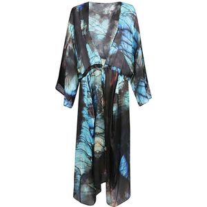 Mona Swims, Badkleding, Dames, Veelkleurig, ONE Size, Zijden Strand Cover-Up Kimono Multi Colour Jurk