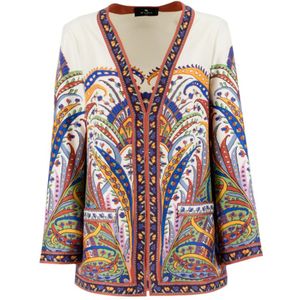 Etro, Zijden Jas met Multicolor Print Veelkleurig, Dames, Maat:XS