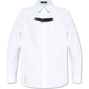 Versace, Overhemden, Heren, Wit, XL, Katoen, Riemshirt