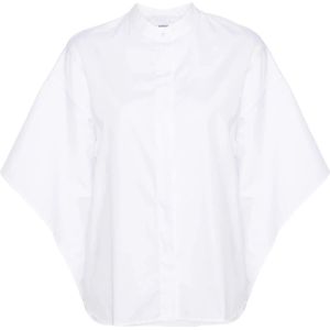 Aspesi, Blouses & Shirts, Dames, Wit, 3Xs, Witte Shirt met Cut-Out Kraag