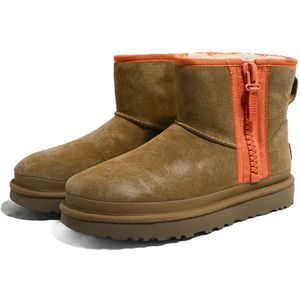 Ugg, Schoenen, Dames, Beige, 36 EU, Suède, Dames Classic Mini Zip Tape Logo Winterlaarzen