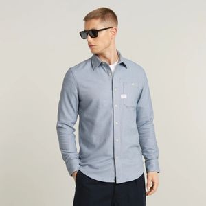 G-star, Overhemden, Heren, Blauw, M, Katoen, Slim Fit Verticale Naad Overhemd