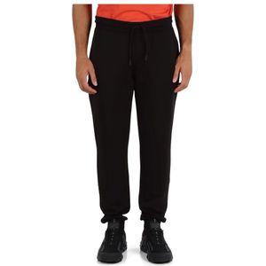 Emporio Armani Ea7, Broeken, Heren, Zwart, L, Polyester, Sportieve modal broek met logopatch