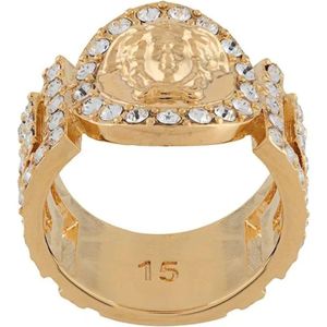 Versace, Metalen Kristallen Ring, 11 W IT Geel, Dames, Maat:54 MM