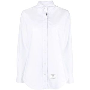 Thom Browne, Blouses & Shirts, Dames, Wit, S, Katoen, Witte Button-Down Oxford Overhemd