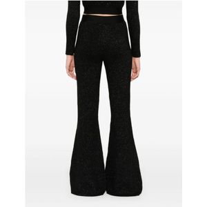 Palm Angels, Broeken, Dames, Zwart, L, Zwarte Gebreide Flared Broek met Lurex