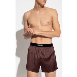 Tom Ford, Ondergoed, Heren, Bruin, S, Zijden boxershorts met logo