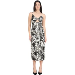 Only, Zebra Print Midi Jurk met Cut Out Detail Veelkleurig, Dames, Maat:S