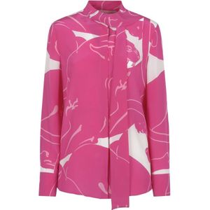Valentino, Zijden blouse met geborduurde ceintuur Roze, Dames, Maat:M