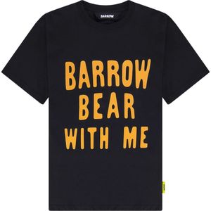 Barrow, Tops, unisex, Zwart, S, Katoen, Jersey T-shirt met letterprint