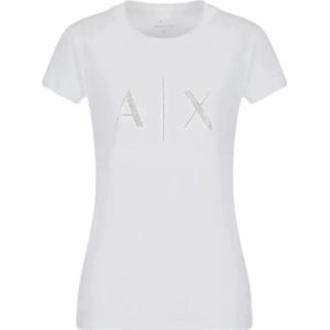 Armani Exchange, Slim Fit T-Shirt Wit, Dames, Maat:L