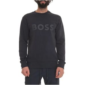 Boss, Sweatshirts & Hoodies, Heren, Blauw, S, Katoen, Salbo Crewneck sweatshirt