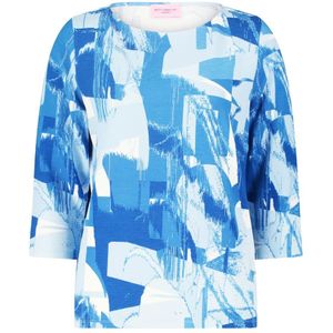 Betty Barclay, Sweatshirts & Hoodies, Dames, Veelkleurig, XL, Geribbeld Sweatshirt met Modern Grafisch Patroon
