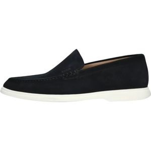 Hugo Boss, Schoenen, Heren, Blauw, 44 EU, Suède, Blauwe Suède Loafers Stijlvol Comfort