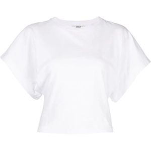 Agolde, Britt Dolman-Mouw Katoenen T-Shirt Wit, Dames, Maat:L