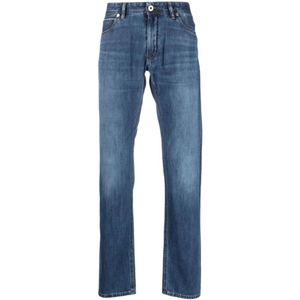 Brioni, Jeans, Heren, Blauw, W30, Katoen, Blauwe Straight Jeans Casual Stijl