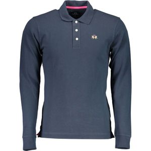 La Martina, Blauw Katoenen Poloshirt met Borduursel Blauw, Heren, Maat:S